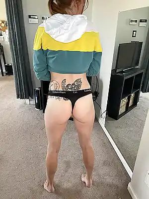 First Post!!! Standing on my toes to look taller Anyway if youre not busy slide this thong aside and fuck me!!