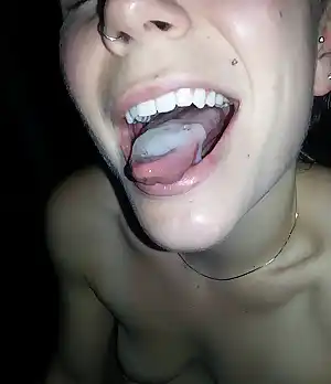 Nice tongue shot  more cumshots in comments AIC not all tongue but pretty much all facials